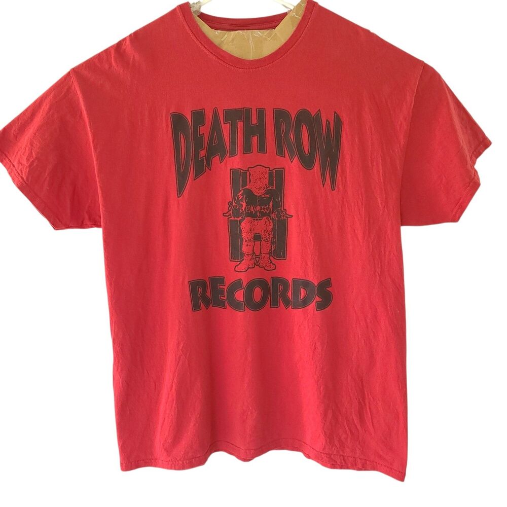 Death Row Records Red Short Sleeve T Shirt Men's Size 2XL Cotton Crew Neck Y2k